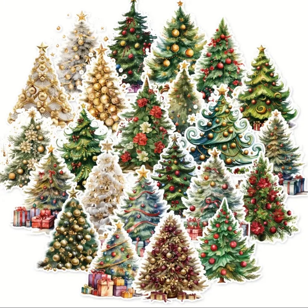 Festive Christmas Tree Sticker Set - Multicolor